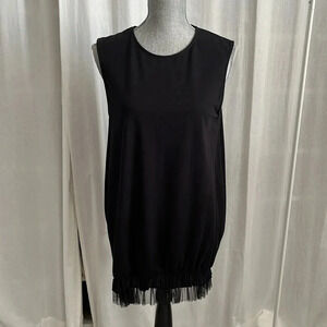 CHEPE ITALY Oversized Cotton Sleeveless Shirt Taffeta Frill , Size L